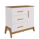 Ver imagem 1 de Cômoda 1 Porta 3 Gavetas Guti Retrô - Peroba Moveis Amendoa/branco