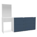 Ver imagem 2 de Cômoda Penteadeira Porto 8 Gavetas com Espelho 209x160cm Azul/Branco 240891