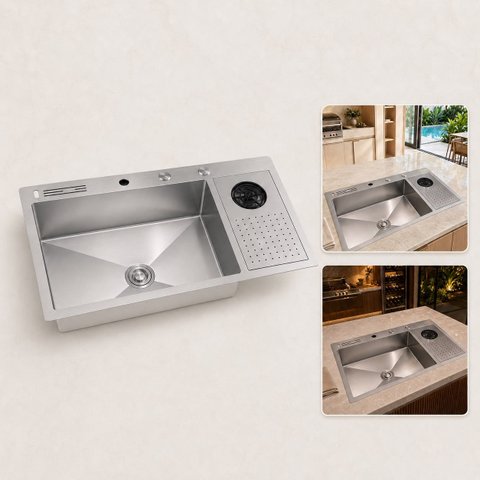 Cuba Cozinha Gourmet Zurique Aço Inox 304 Lava Copos Goldenx