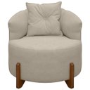 Ver imagem 2 de Poltrona Decorativa para Sala Thor Orgânica Tecido Bouclé Pés em Madeira Maciça:bege