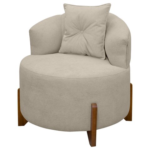 Poltrona Decorativa para Sala Thor Orgânica Tecido Bouclé Pés em Madeira Maciça:bege