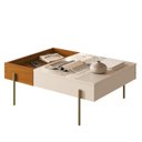 Ver imagem 3 de Mesa de Centro Retangular com Bandeja Integrada e Pés em Dourado Leme Branco
