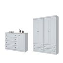 Ver imagem 1 de Jogo de Quarto Infantil Americano com Guarda Roupa e Cômoda Branco - Henn