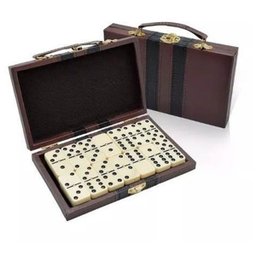 DOMINO 28 PECAS DE OSSO COM MALETA DE COURO JOGO PROFISSIONAL ESTOJO - 1