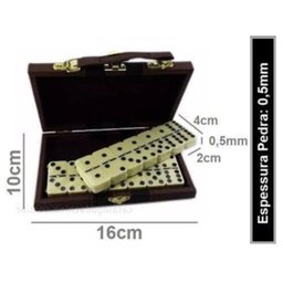 DOMINO 28 PECAS DE OSSO COM MALETA DE COURO JOGO PROFISSIONAL ESTOJO - 4