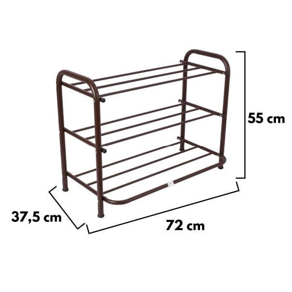 Sapateira 3 Andares Pintura Elestrostática Aço Corten 9 Pares - 72x55 Cm - 6