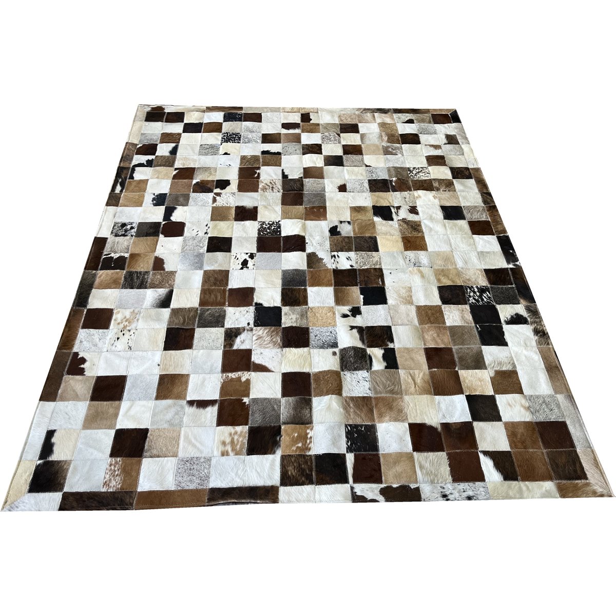 Tapete de Couro Marrom Misto 1,70x2,20 com Borda Peça 10x10