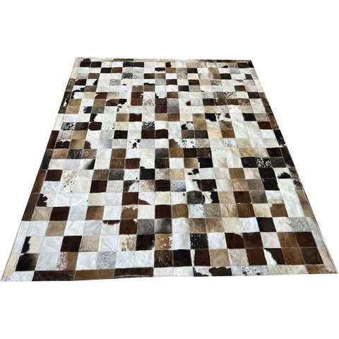 Tapete de Couro Marrom Misto 1,70x2,20 com Borda Peça 10x10