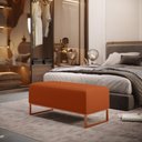 Ver imagem 2 de Puff Decorativo Sala De Estar Cléo 90cm Base De Ferro Cobre W01 Tecido Terracota - Lyam Decor