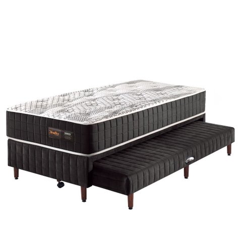Auxiliar Cama Box Colchão Solteiro 88x188x67cm com Molas Ensacadas Denver Black