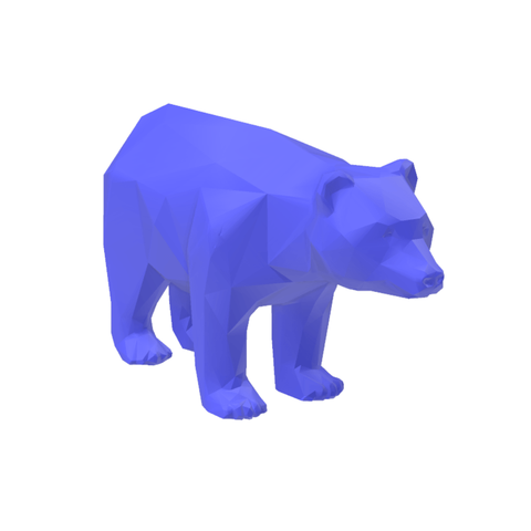 Urso Bear Wall Street Geométrico Decoração 3d Low Poly:azul