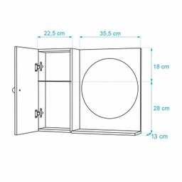 Armário para Banheiro com Espelho Redondo Madeira Clara - 6
