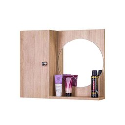 Armário para Banheiro com Espelho Redondo Madeira Clara - 2