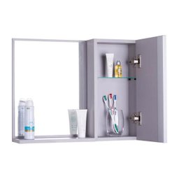 Espelho para Banheiro com Armário Cinza Claro Barra Vertical - 4