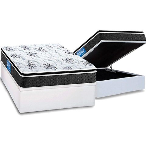 Cama Box Baú Casal: Colchão Anatômico Probel D40 Guarda Costas Premium Hiper Firme Pillow Top + Base