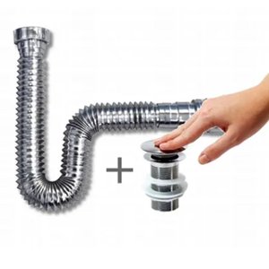 Kit Banheiro Sifao Flexivel Cromado + Valvula Click-up 40mm