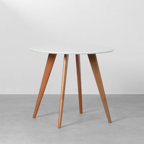 Mesa de Jantar Square Redonda Branco - 88cm Abra Casa