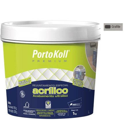 Rejunte Acrílico Portokoll Premium 1kg - GRAFITE