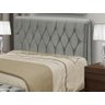 Cabeceira Casal Estofada Istambul Mônaco com Capitonê Cinza - 1