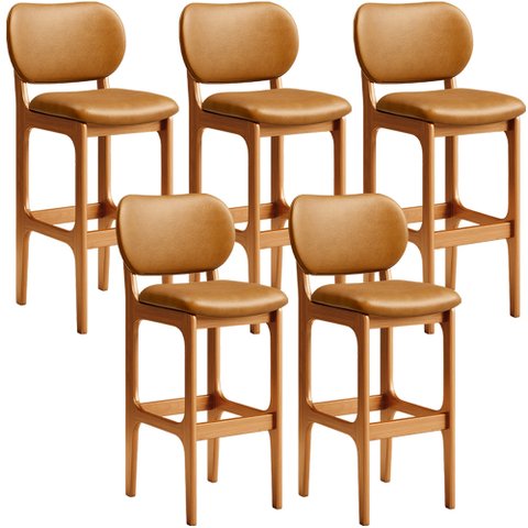 Kit 5 Banquetas Alta Bar Cozinha Sala Jantar Fixa Betta L02 Imbuia Couríssimo Whisky - Lyam Decor