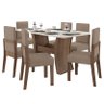 Mesa de Jantar Eslovênia 135x90 com 6 Cadeiras Amêndoa/Marrom - PR Móveis - 1