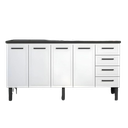 Ver imagem 1 de Gabinete de Cozinha 174cm Armário 100% Aço 4 Porta 4 Gavetas:branco