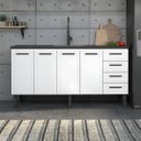 Ver imagem 2 de Gabinete de Cozinha 174cm Armário 100% Aço 4 Porta 4 Gavetas:Branco