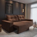 Ver imagem 1 de Sofá Luca 4 Lugares Retrátil Marrom Suede Cialar Móveis