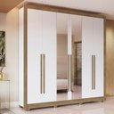 Ver imagem 1 de Guarda-roupa Casal 100% Mdf Kappesberg C/pés e 8 Espelhos 6 Portas 8 Gavetas Branco/nogueira