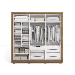 Guarda-roupa Casal 100% Mdf Kappesberg C/pés e 8 Espelhos 6 Portas 8 Gavetas Branco/nogueira - 7