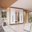 Ver mais imagens de Guarda-roupa Casal 100% Mdf Kappesberg C/pés e 8 Espelhos 6 Portas 8 Gavetas Branco/nogueira