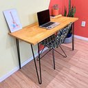 Ver imagem 2 de Mesa para Escritório de Ferro e Madeira 120cm Hairpin Industrial Nozes e Preto
