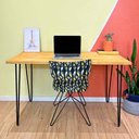 Ver imagem 1 de Mesa para Escritório de Ferro e Madeira 120cm Hairpin Industrial Nozes e Preto