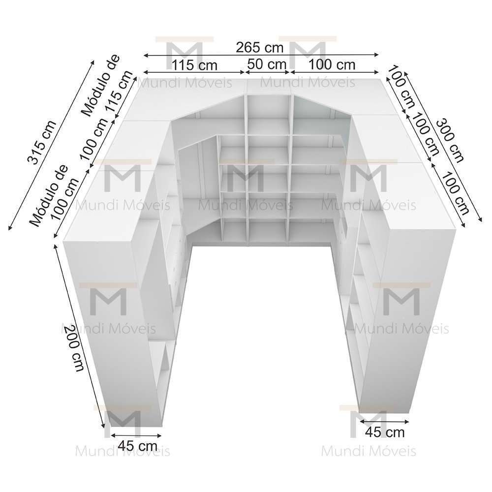 KIT CLOSET MODULAR M73.2021.B M101,110,111,112,113,114,115 MUNDI MOVEIS - 2
