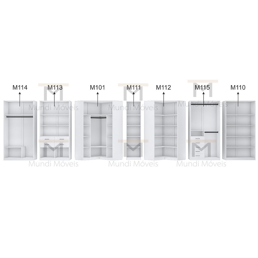 KIT CLOSET MODULAR M73.2021.B M101,110,111,112,113,114,115 MUNDI MOVEIS - 6