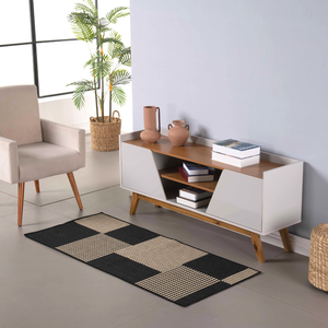 Tapete Passadeira Sisal Lancer 1 Peça Antiderrapante 1,00m X 66cm Ps32 Preto