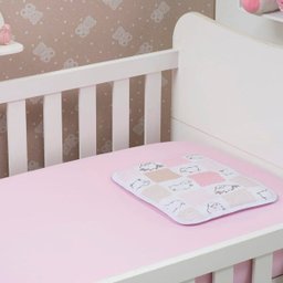 Jogo Lençol Berço com Elastico Fio 30/1 Penteado 100% Algodão - Ovelinhas Rosa - 1