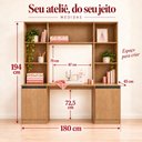 Ver mais imagens de Mesa de Costura com Estante e 2 Portas para Ateliê 180cm Multimóveis MP6112 Madeirado