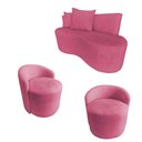 Ver imagem 2 de Kit Namoradeira + 2 Poltronas Yara Orgânica Veludo Rosa