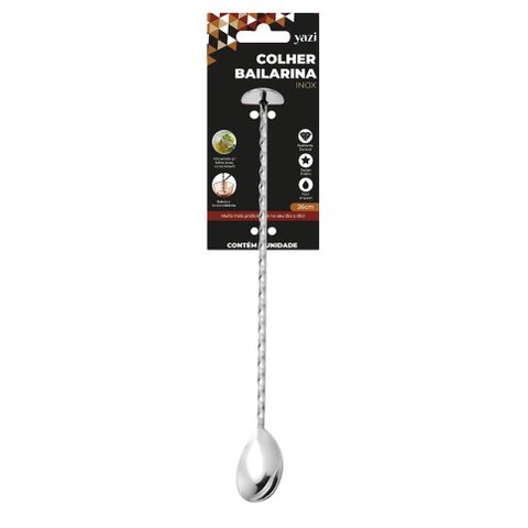 Colher Bailarina Aço Inox Ponta Dupla Disco Macerador 26cm - Yazi
