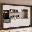 Ver imagem 1 de Cozinha Modulada 7 Peças em MDF com Torre Quente Tampo e Detalhe Americano Frizz Branco/Cinamomo Fosco