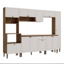 Ver imagem 2 de Cozinha Modulada 7 Peças em MDF com Torre Quente Tampo e Detalhe Americano Frizz Branco/Cinamomo Fosco