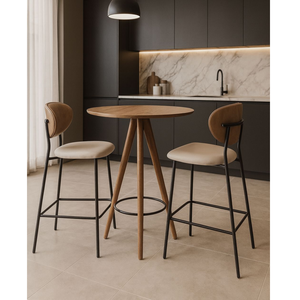 Banqueta Alta em Aço Carbono com Pintura Epóxi Preto – Lívia Exclusiva Courino Durango Palha