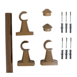 Kit varão para cortina 2,20mts ouro velho 28mm compacto sala / quarto - 2