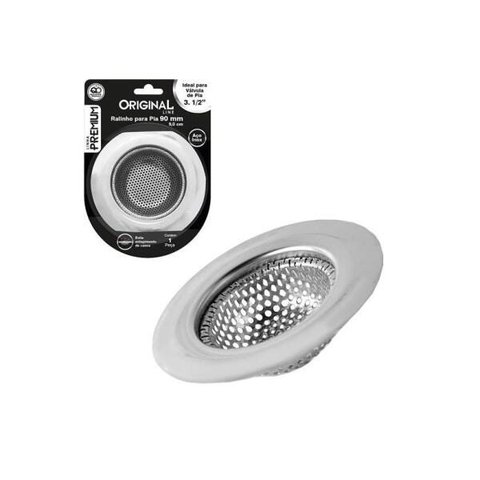 Ralo de Inox para Pia Grande Premium 9cm de Ø na Cartela