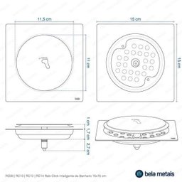Ralo Click Inteligente De Banheiro 15X15 Cm (Inox Preto) - 9