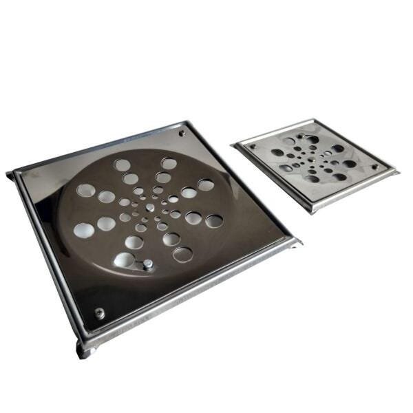 2 Ralos Inox Banheiro 10Cm/15Cm Fecho Anti Insetos Caixilho - 1