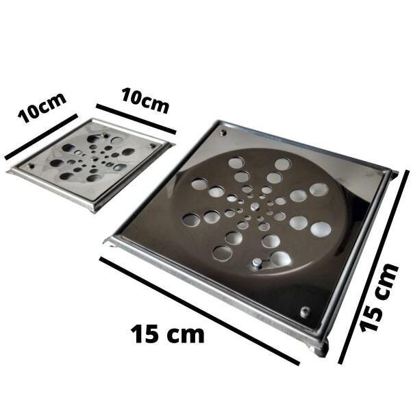 2 Ralos Inox Banheiro 10Cm/15Cm Fecho Anti Insetos Caixilho - 2