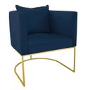 Ver imagem 2 de Kit 2 Poltronas Paola Suede Azul Marinho Base Metálica Dourado - D'Rossi