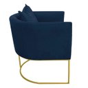 Ver imagem 4 de Kit 2 Poltronas Paola Suede Azul Marinho Base Metálica Dourado - D'Rossi
